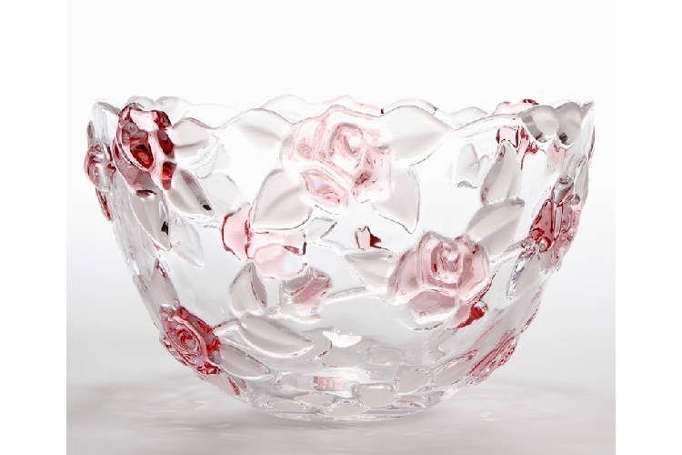 欧式水晶玻璃玫瑰花果盘 大号水果盘 创意礼盒