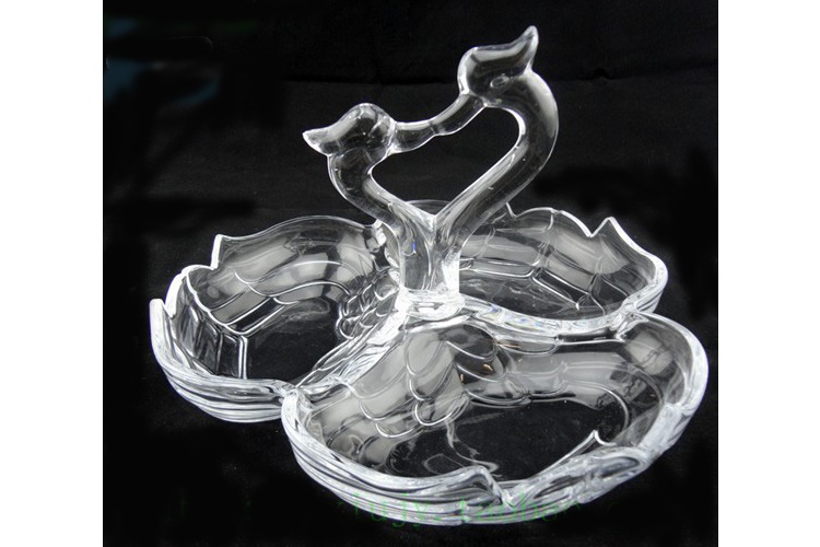 天鵝分格乾果盤水晶玻璃糖果盤