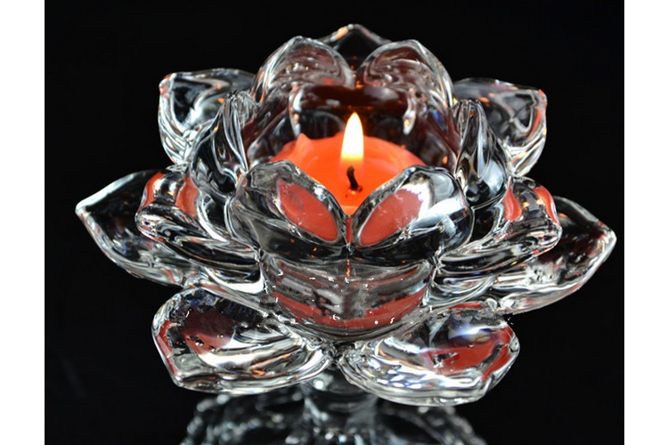 Glass Lotus Wedding Candlestick Decoration