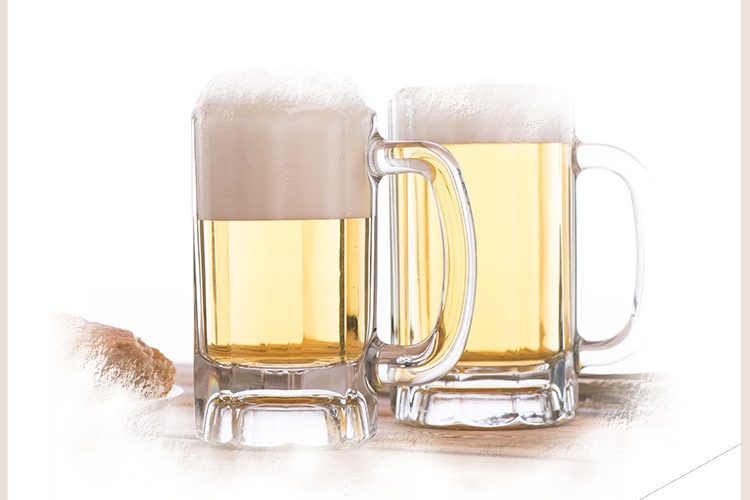 美國Libbey利比進口 355/473ml 風格條紋帶把啤酒杯 無鉛玻璃扎啤杯