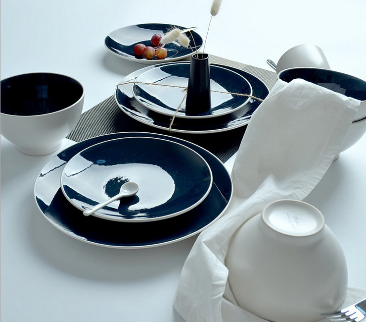 色釉簡約陶瓷餐具杯碗盤酒店餐館家用16頭套裝