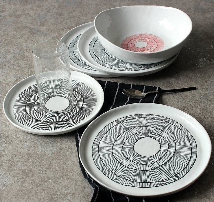 Simple Color Glaze Ceramic Tableware Creative Big Plate Nuts Plate Bowl Coffee Shop Hotel Restaurant Tableware Set