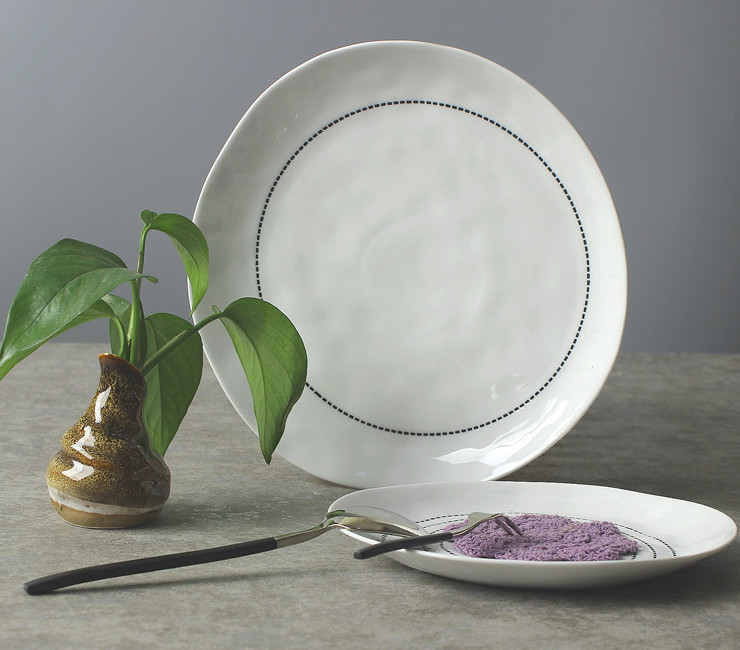 Simple Color Glaze Ceramic Tableware Creative Big Plate Nuts Plate Bowl Coffee Shop Hotel Restaurant Tableware Set