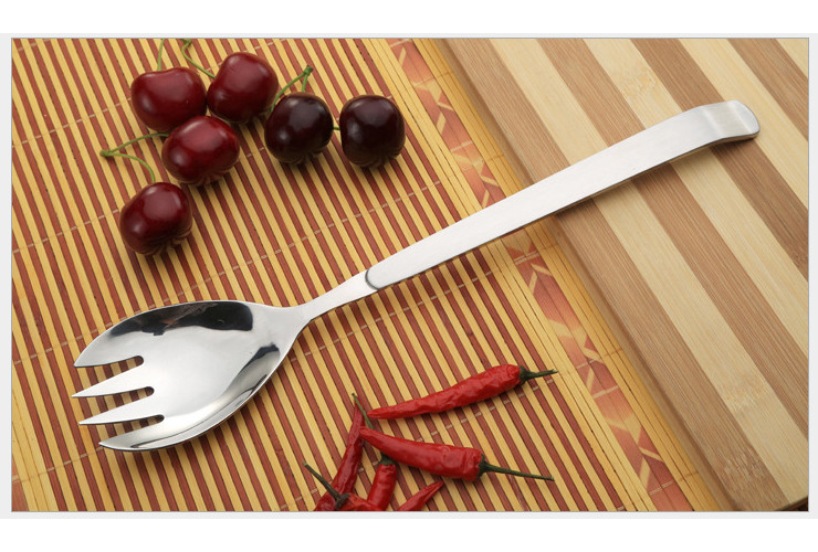 不锈钢一体成型直出半砂水果叉 烘焙餐具 沙拉勺叉 甜品叉