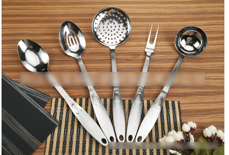 Stainless Steel Hollow-handle Bumps Soup Spoon Meat Fork Leaking Spoon 5-piece Set