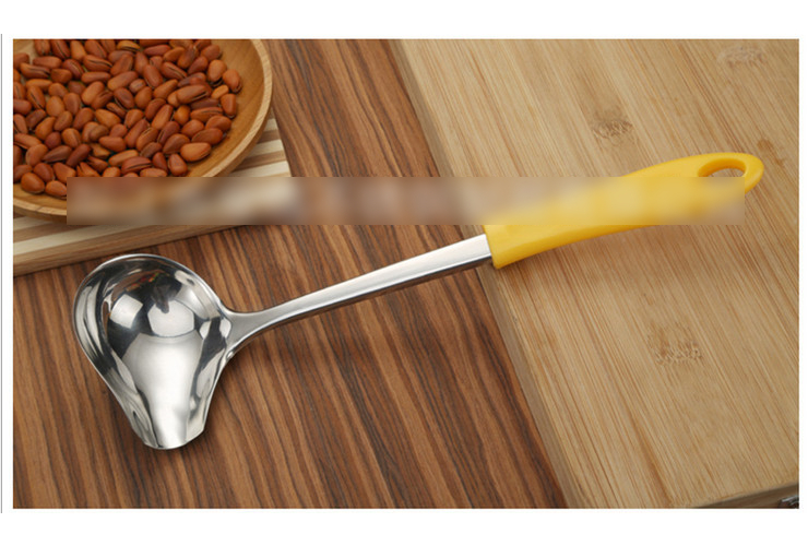Stainless Steel EU Certified Pure Color PP Handle Crooked-mouth Spoon