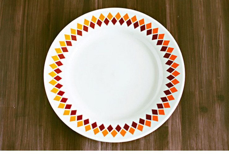 8寸北欧风格几何菱形钻 正高骨瓷牛排盘西餐盘子创意 面包盘