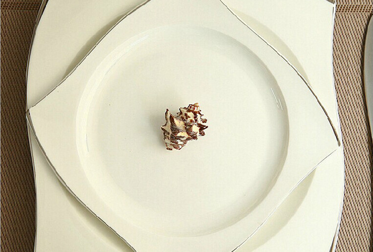 歐式金銀邊陶瓷高檔酒店金邊銀邊西餐盤圓盤優質骨瓷會所盤子