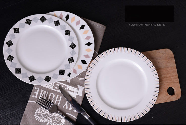 8寸北欧风格创意几何图案陶瓷餐具骨瓷盘