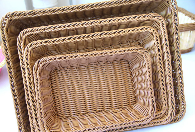 籐編麵包籃子麵包筐食品籃水果籃乾果盤果盆果盤長方形水果籃