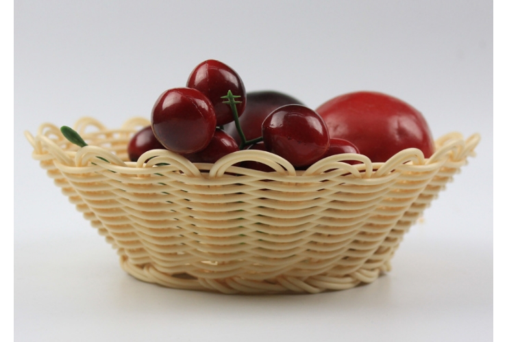 仿籐果盤收納盒 柳條編織水果食品圓形麵包筐 創意果盤食品籃