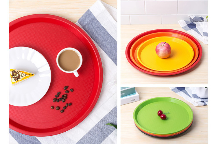 Fast Food Tray Rectangular Plastic Tray Canteen Tableware Hotel Thick Non-Slip Tray Cake Plate (Various Models)