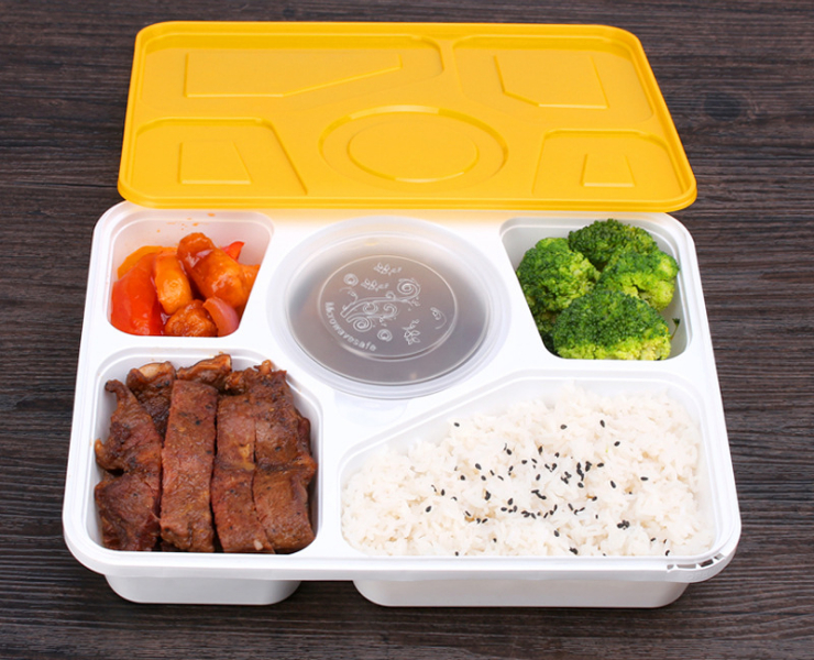 (Box / 100 Sets) Five-Box Takeaway Packed Lunch Box Lunch Box Creative Lunch Box Wholesale (Packaged Door-To-Door)