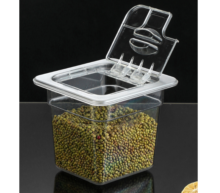 翻盖份数盆 带盖塑料透明奶茶店果粉盒珍珠果酱盒冰粉小料盒水果捞