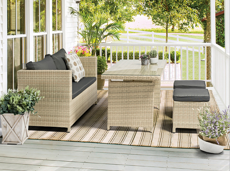 Four-Piece Balcony Two-Seat Sofa Outdoor Patio Patio Rattan Chair Leisure Rattan Sofa Combination (Delivery & Installation Fee To Be Quoted Separately)