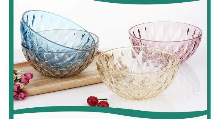 水果沙拉碗PC仿玻璃碗家用欧式透明塑料菜碗大号创意料理碗