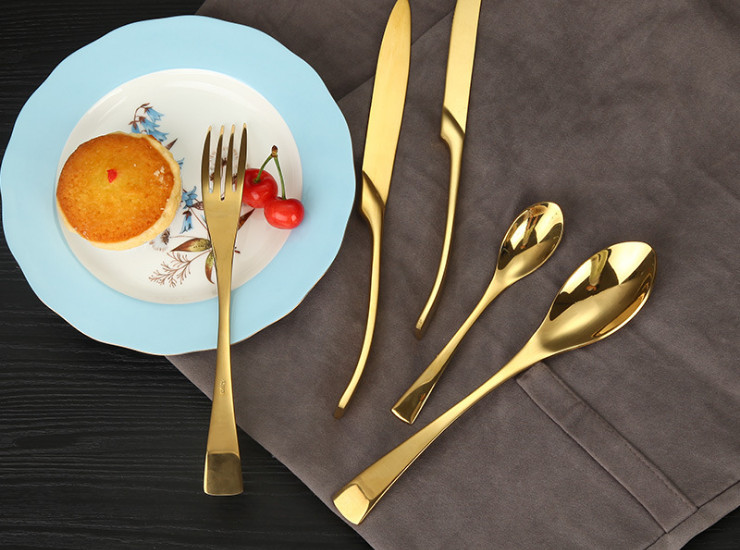 镀金色 kaya 刀叉套装 不锈钢牛排刀叉 西餐餐具西餐刀叉勺全套
