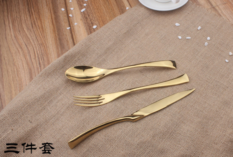 鍍金色 kaya 刀叉套裝 不銹鋼牛排刀叉 西餐餐具西餐刀叉勺全套
