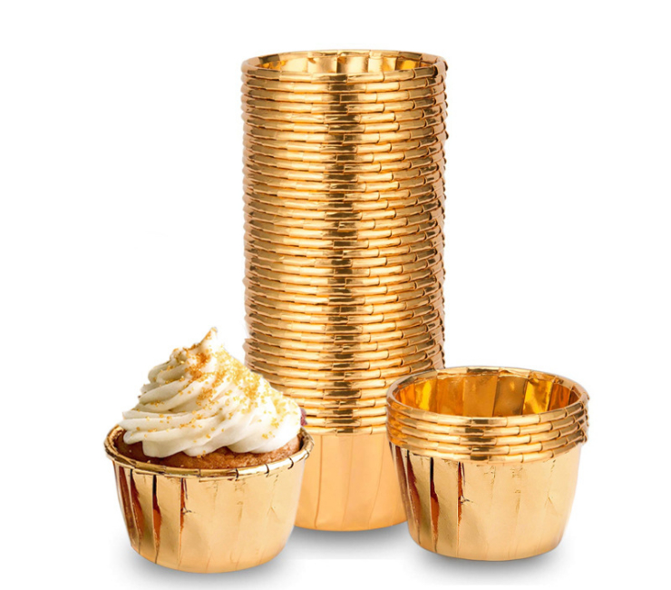 (箱/3000個) 金色銀色蛋糕紙杯雙面鋁箔卷邊紙烘焙紙杯馬芬麥芬紙托卷口杯(包運送上門)