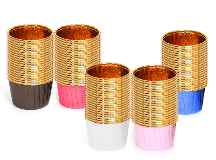 (Box/3000Pcs) Golden Silver Cake Paper Cup Single-Sided Aluminum Foil Crimping Paper Cup Baking Resistant High Temperature Muffin Muffin Paper Holder Rolling Cup (Door Delivery Included)