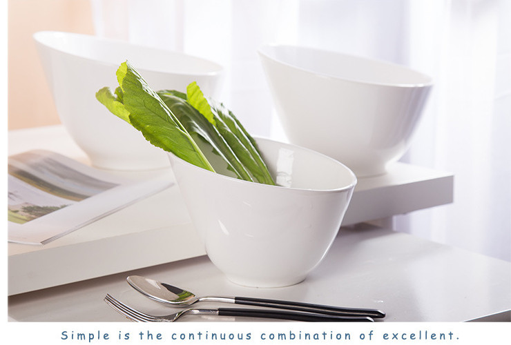 (有樣品) 低骨瓷陶瓷高身斜口沙律碗 蔬菜碗 酒店餐具 白色低骨陶瓷碗
