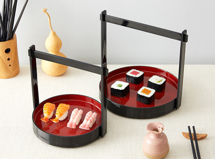 高檔黑金手提盛器 日式料理壽司盛器