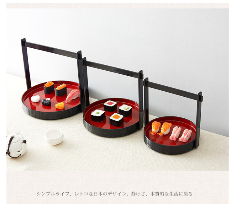 高檔黑金手提盛器 日式料理壽司盛器