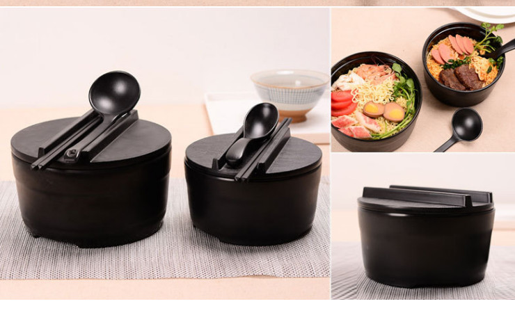 高檔A5磨砂黑色日韓式泡麵碗密胺套餐美耐皿木桶飯盅料理仿瓷飯盅