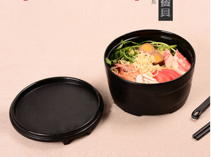 高檔A5磨砂黑色日韓式泡麵碗密胺套餐美耐皿木桶飯盅料理仿瓷飯盅
