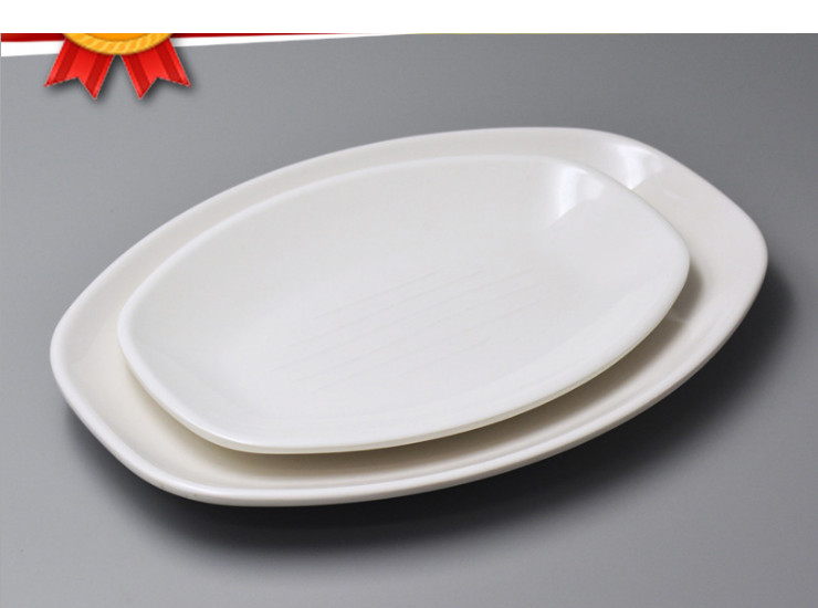 High-Grade A5 Melamine Hotel Plate Imitation Porcelain Tableware White Rectangular Plate