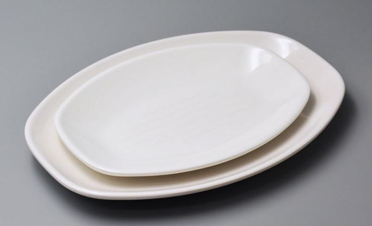 高檔A5密胺酒店餐盤 仿瓷餐具白色長方盤子