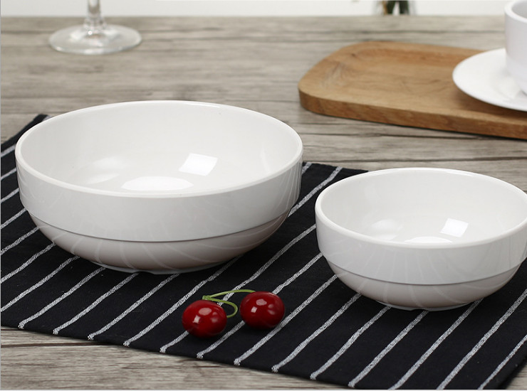 High-Grade Japanese And Korean Imitation Porcelain Bowl Tableware Melamine Bowl White Large Bowl Of Soup Bowl Ramen Bowl Rice Bowl Wholesale