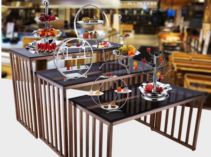 酒店餐厅Buffet自助餐桌 不锈钢茶歇点心展示桌 多功能餐桌 多款多尺寸 (运费及安装费另报)