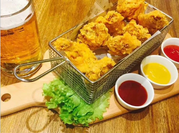 酒店餐厅长方形木质托盘创意韩式炸鸡餐盘简约手柄盘子
