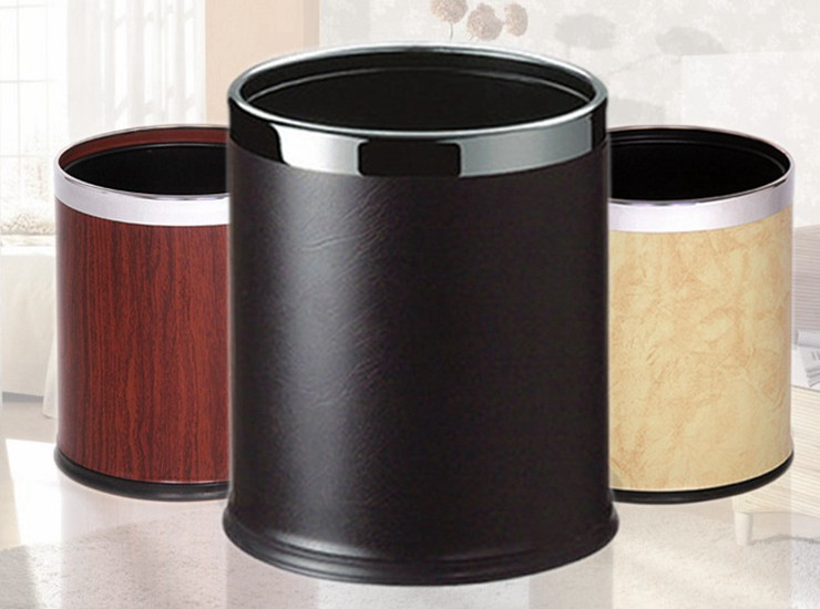 Hotel Room Double Circular Paint Trash Ktv Coverless Room Barrel Hotel Stainless Steel Trash Can
