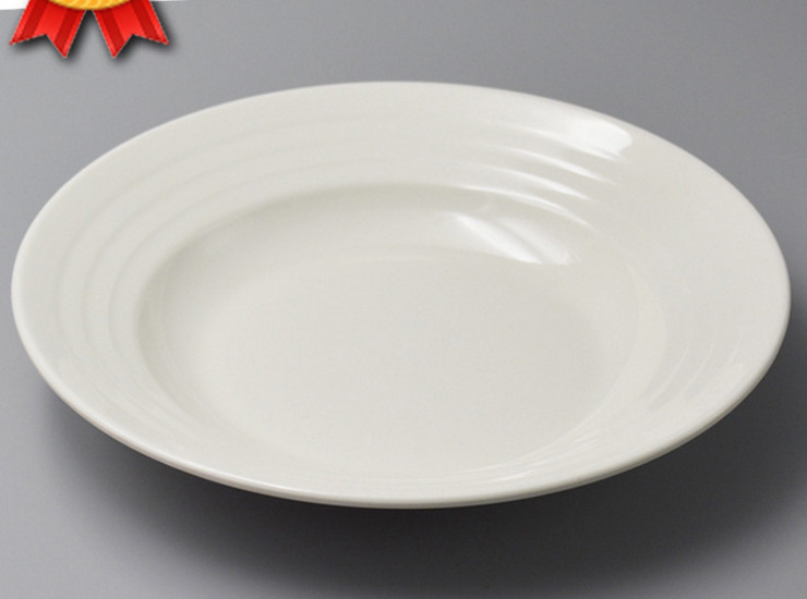 仿陶瓷湯碗 內紋寬邊圓盤 密胺西式草帽碗 沙拉碗 意大利麵碗