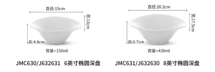 仿瓷密胺白色菜盘自助餐盘火锅配菜餐具商用塑料异性面碗 (多款多尺寸)