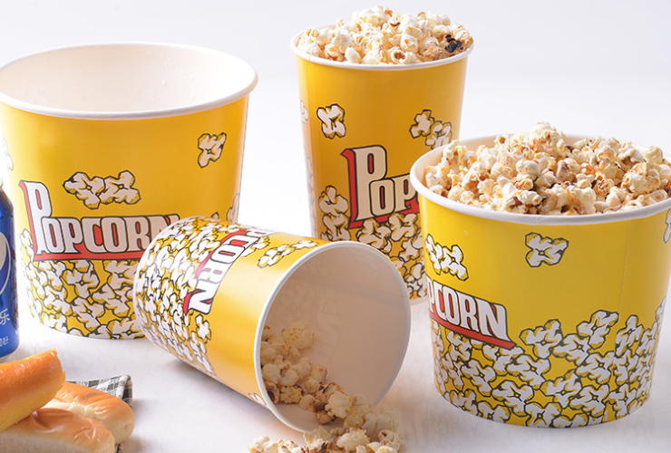 (Ready-To-Get Popcorn Paper Bucket In Stock) Disposable 32/64Oz Popcorn Paper Cup Cinema Studio Popcorn Bucket Wholesale
