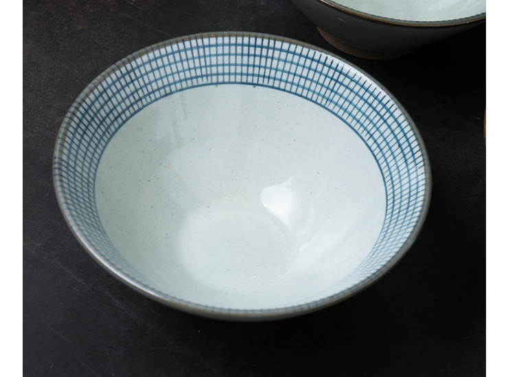 日韓7寸碗手繪創意餐具喇叭碗斗笠碗麵碗湯碗豆漿碗格子