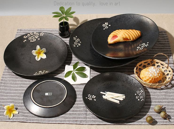 日韓陶瓷餐具手繪創意盤子骨碟圓盤西餐菜盤酒店擺台餐具