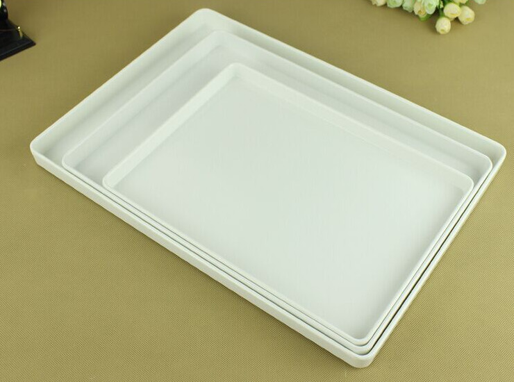 日式密胺仿瓷托盘餐盘白色盘子塑料长方托盘美耐皿餐具托盘
