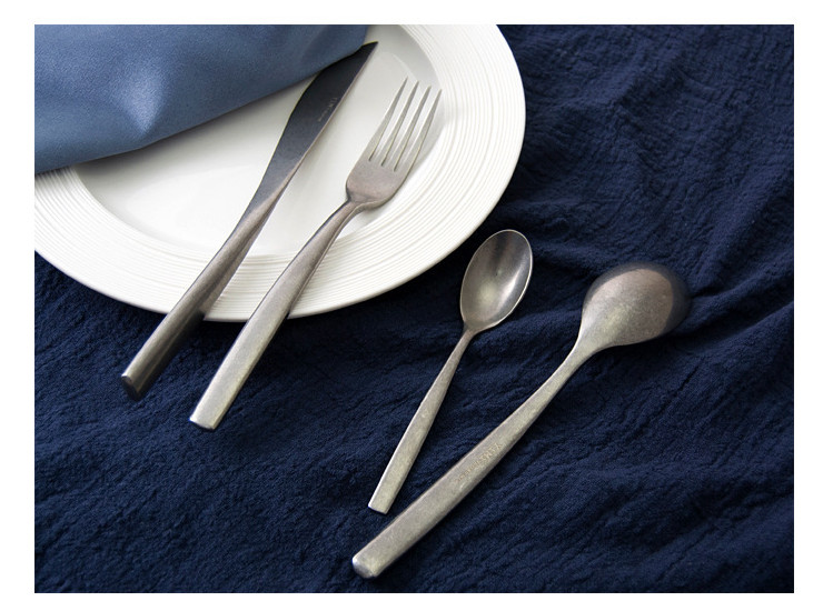 日本做舊不銹鋼 復古風格牛排刀叉勺茶勺 啞光做舊不銹鋼厚實刀叉
