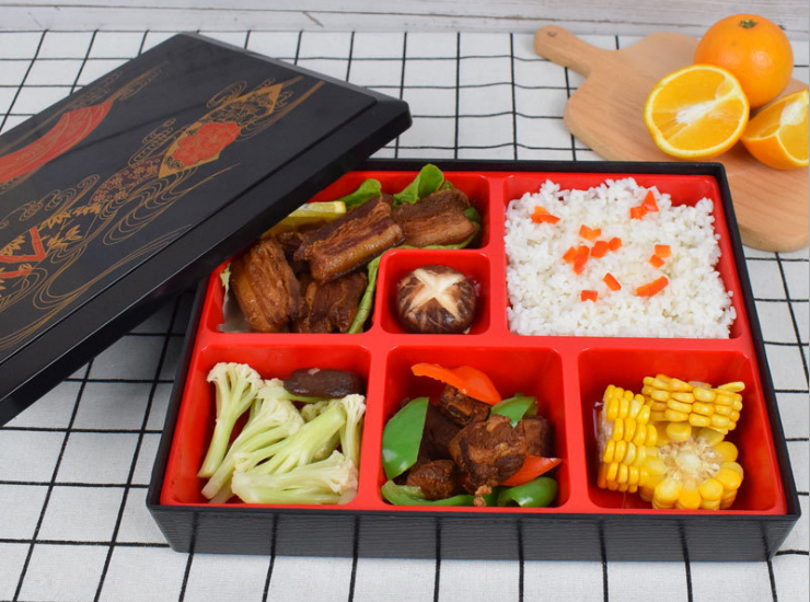 日式六格便当寿司料理餐盒密胺多分格商务套餐盒