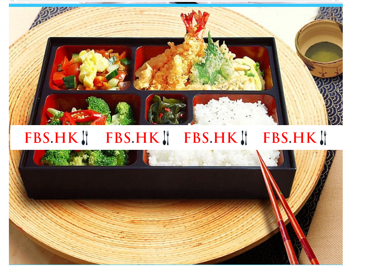 日式ABS商务套餐饭盒大小容量五分格便当盒快餐盒寿司盒带盖餐具 (多色可选)