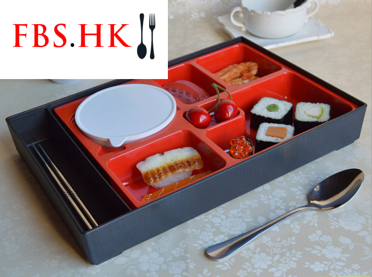 Japanese-Style Business Lunch Box With Lid With Chopsticks And Spoon Microwave Oven Compartment Rectangular Meal Delivery Melamine Lunch Box