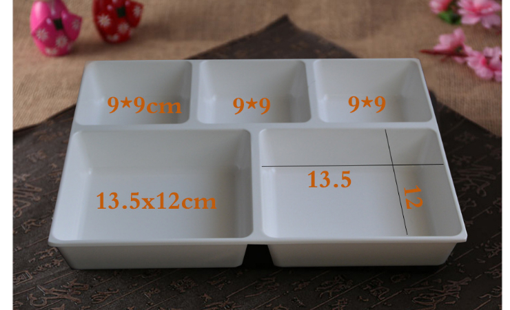 Japanese-Style Business Set Lunch Box Melamine Imitation Porcelain High Temperature Resistant Five-Cell Microwave Fast Food Box Meal Delivery Lunch Box (Different Colors Options)