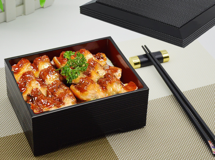 日式鰻魚盒 單格帶蓋壽司盒 雙色餐盒小號 料理餐具