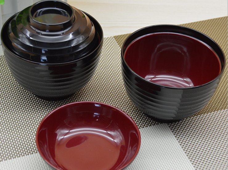 Japanese Style Soup Bowl A5 Melamine Small Bowl With Lid Melamine Imitation Porcelain Soup Cup Two-Color Miso Soup Bowl