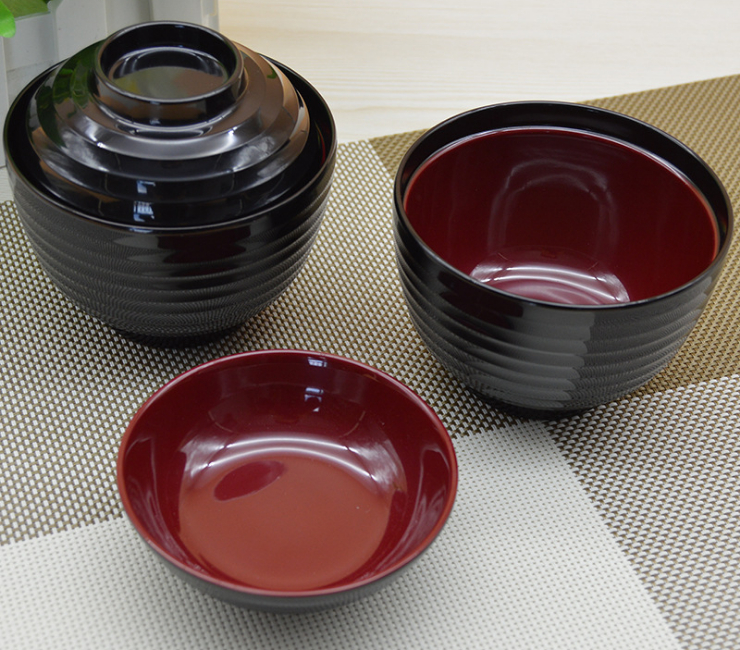 日式湯碗A5密胺帶蓋小碗 密胺仿瓷湯盅 雙色味增湯碗 - 關閉視窗 >> 可點按圖像