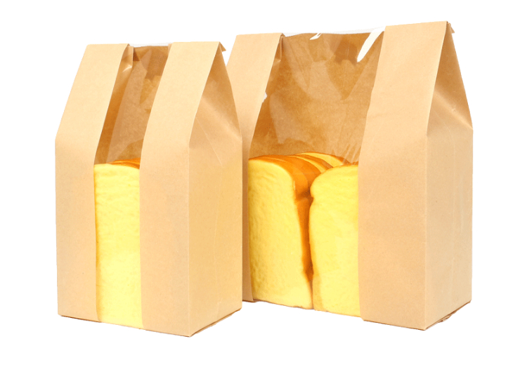 (Box/1000 Pcs) Kraft Paper Bag Square Bottom Food Window Paper Bag Baking Noodle Packaging Bag Kfc Bag (Door Delivery Included)